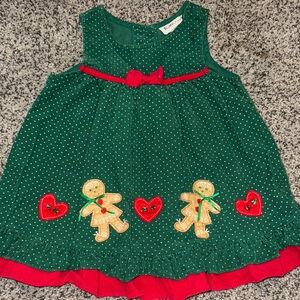 Green Polka Dot Dress with Red Accents